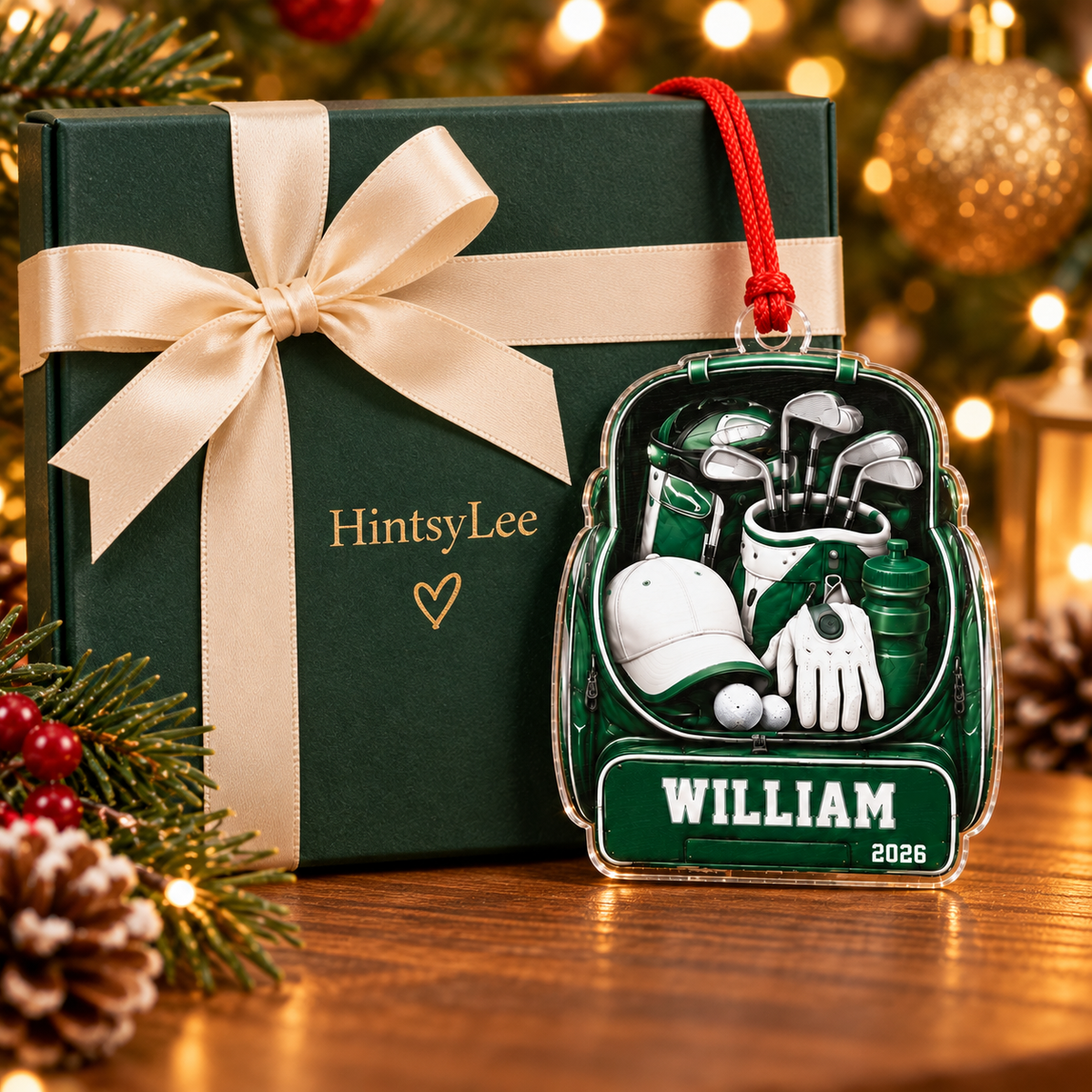 Personalized Golf Equipment Christmas Ornament, Custom Name and 2026 Acrylic Tree Decoration for Golfers