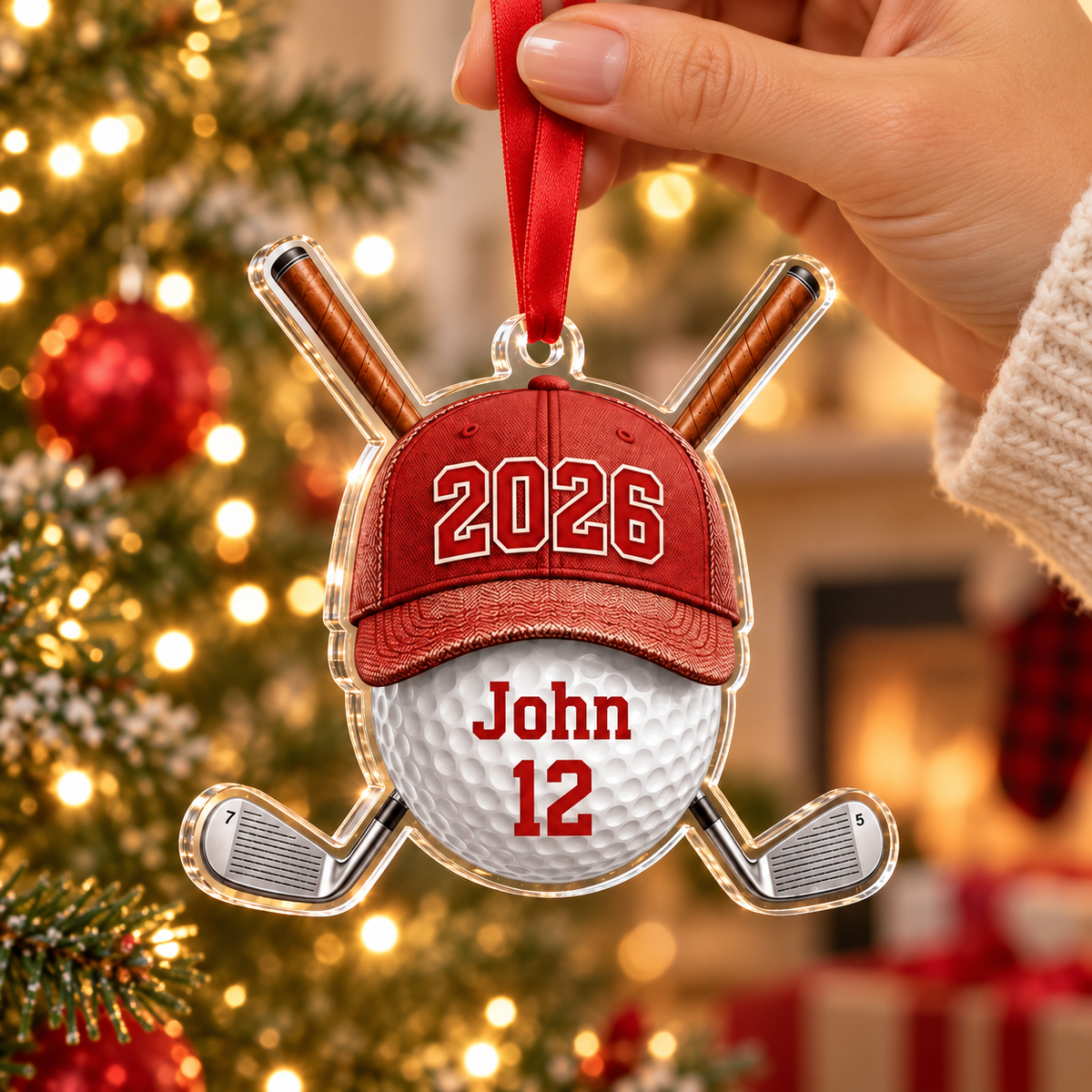 Personalized Golf Ornament For Golfer, Custom Name And Number Year 2026 Sports Gift