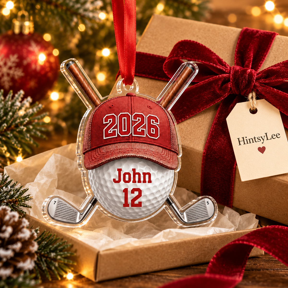 Personalized Golf Ornament For Golfer, Custom Name And Number Year 2026 Sports Gift