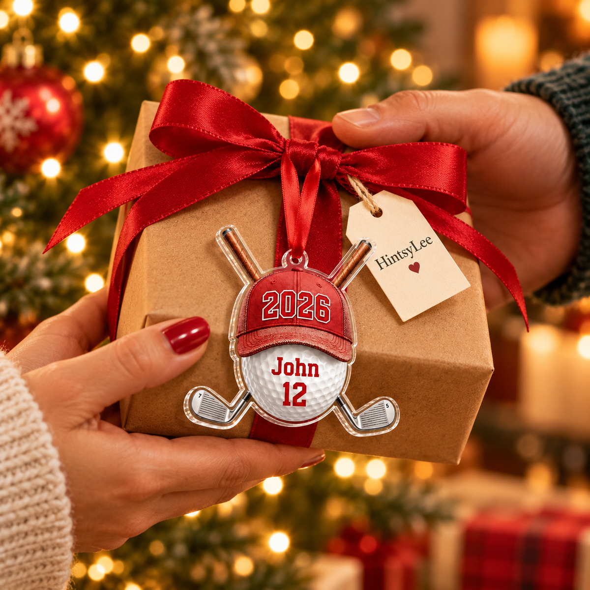 Personalized Golf Ornament For Golfer, Custom Name And Number Year 2026 Sports Gift