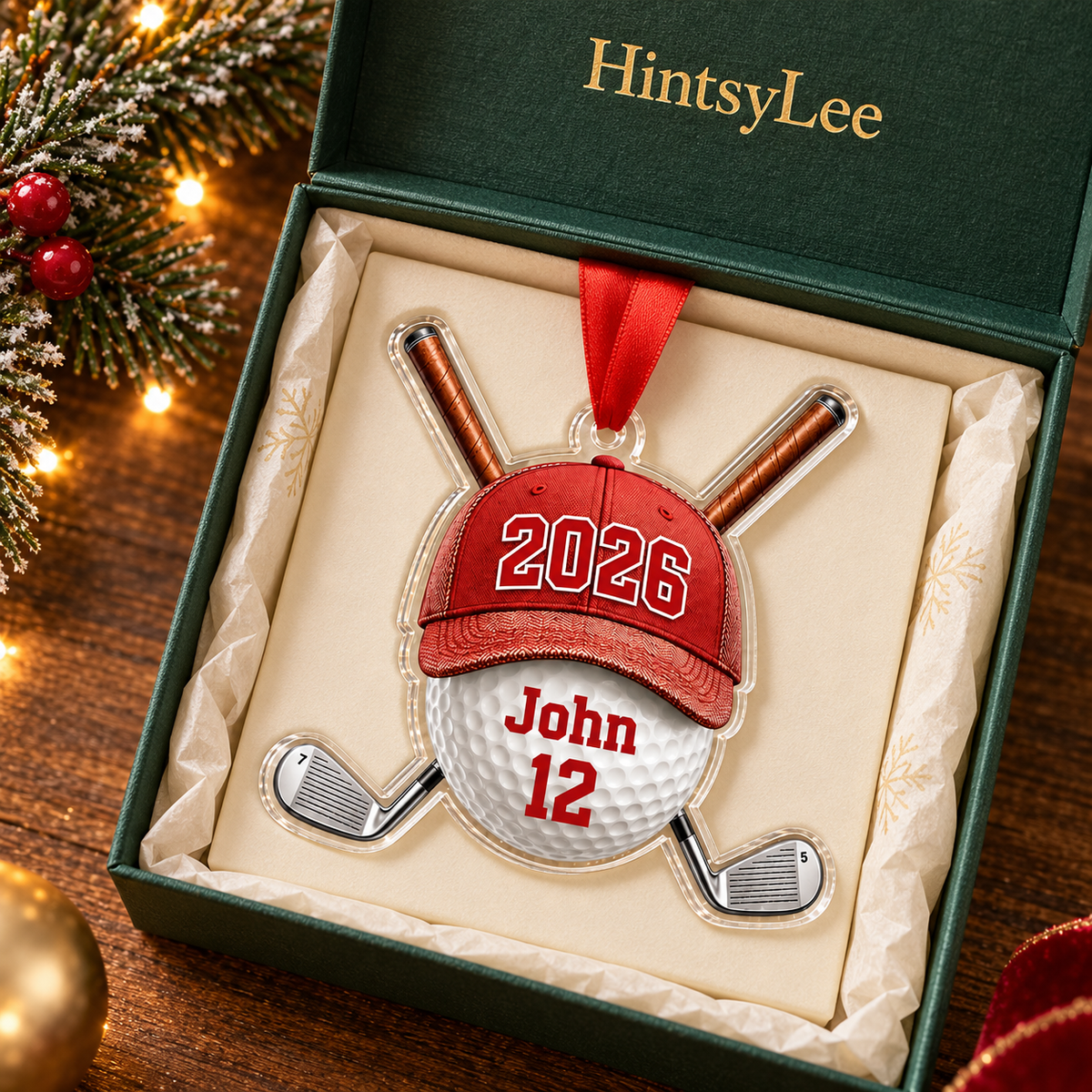 Personalized Golf Ornament For Golfer, Custom Name And Number Year 2026 Sports Gift