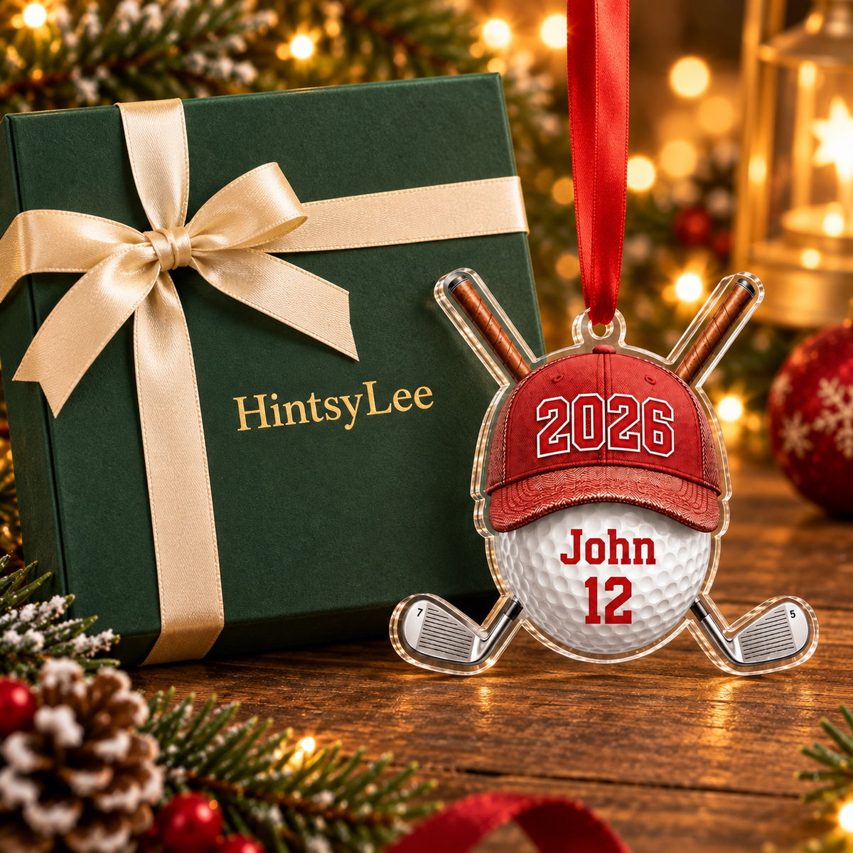 Personalized Golf Ornament For Golfer, Custom Name And Number Year 2026 Sports Gift