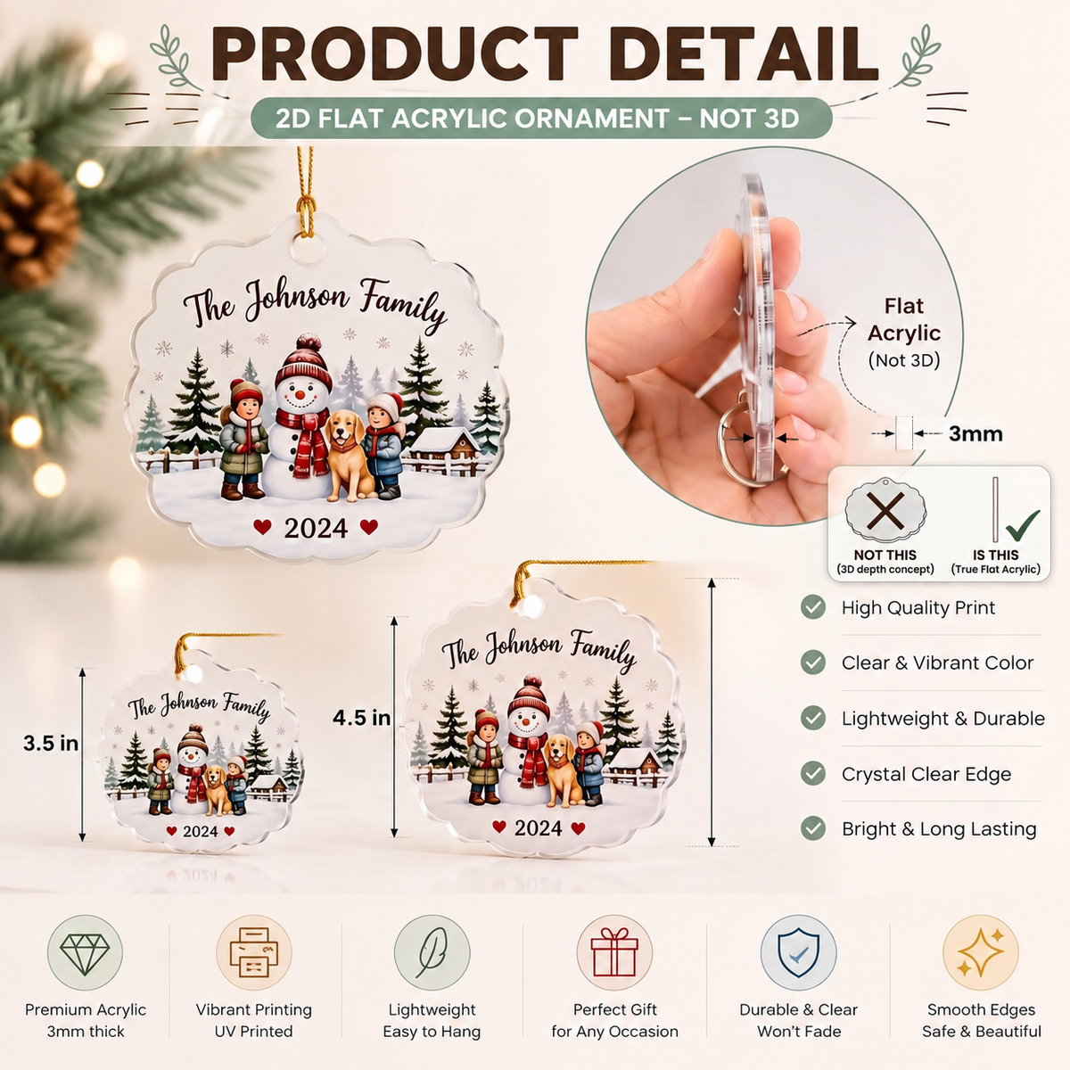 Golf Christmas Ornament, Funny Let’s Par-Tee Golf Ball Acrylic Tree Decoration for Golfers