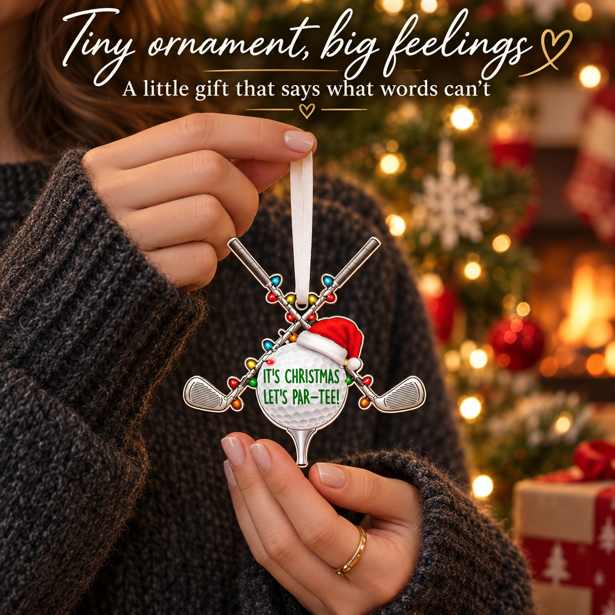 Golf Christmas Ornament, Funny Let’s Par-Tee Golf Ball Acrylic Tree Decoration for Golfers