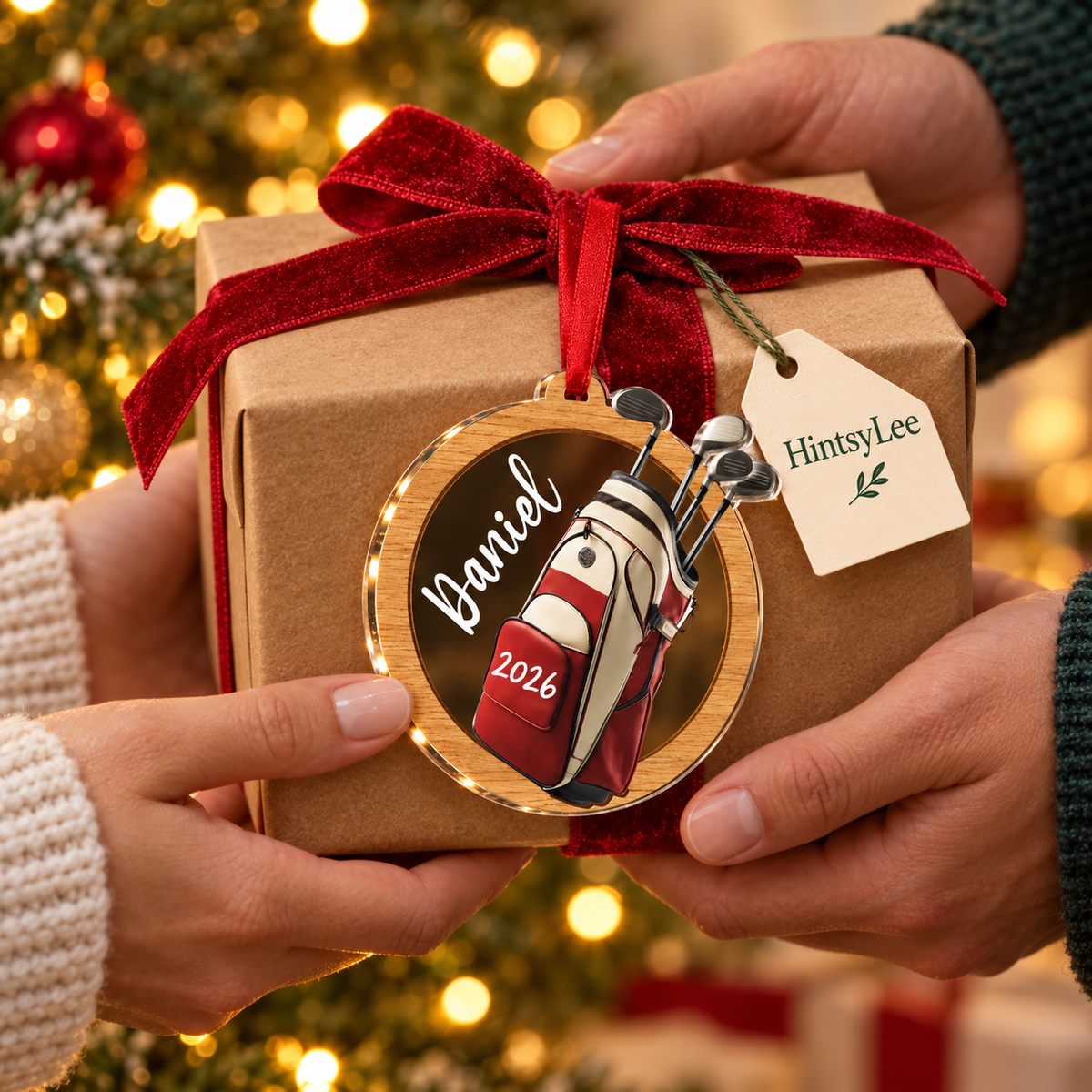 Personalized Golf Christmas Ornament, Custom Name and 2026 Golf Bag Acrylic Tree Decoration