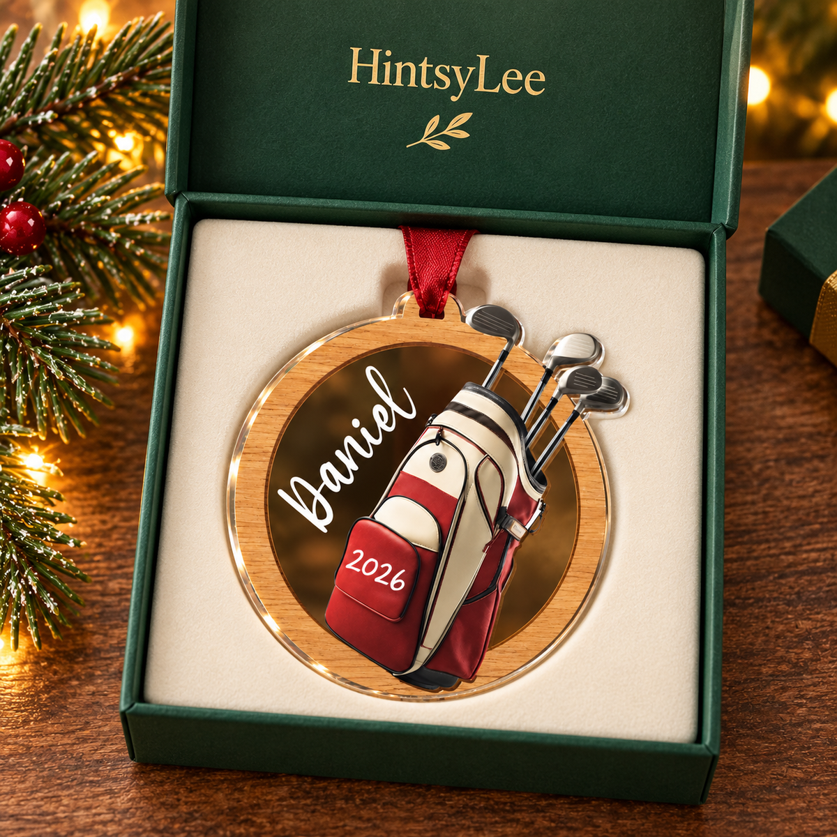 Personalized Golf Christmas Ornament, Custom Name and 2026 Golf Bag Acrylic Tree Decoration