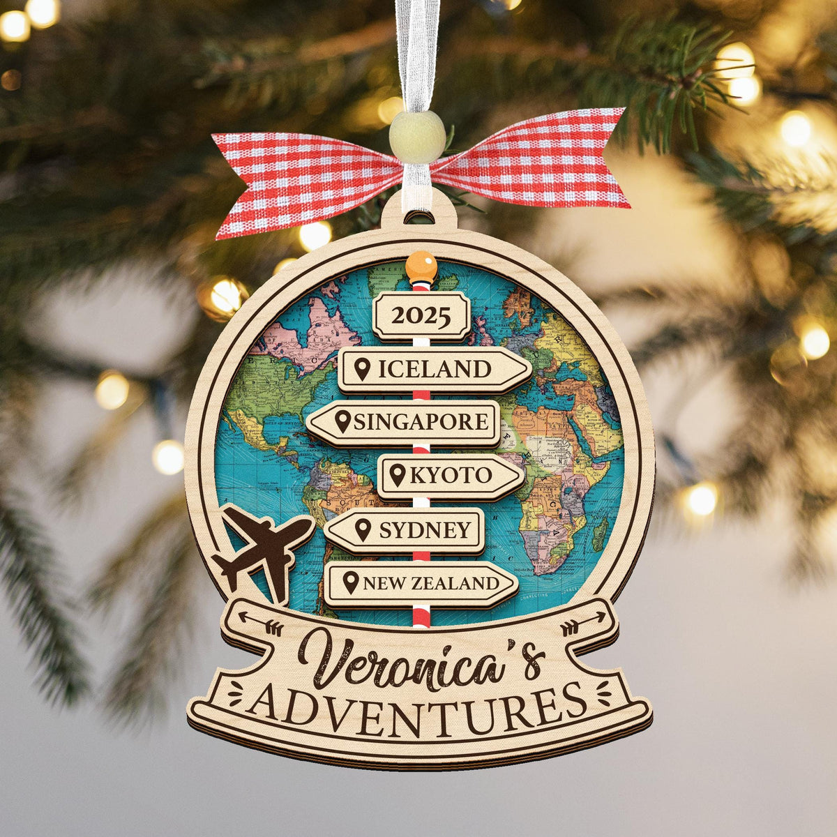 Custom Travel Adventure Ornament,Traveling Destination Christmas Ornament,Travel Gift,Christmas Gift,New Adventure,Couple Adventure Awaits