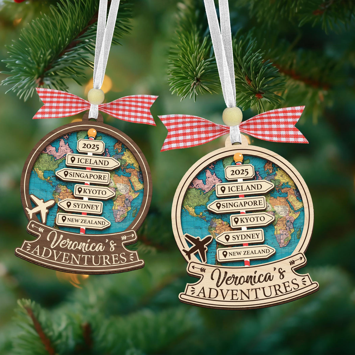 Custom Travel Adventure Ornament,Traveling Destination Christmas Ornament,Travel Gift,Christmas Gift,New Adventure,Couple Adventure Awaits