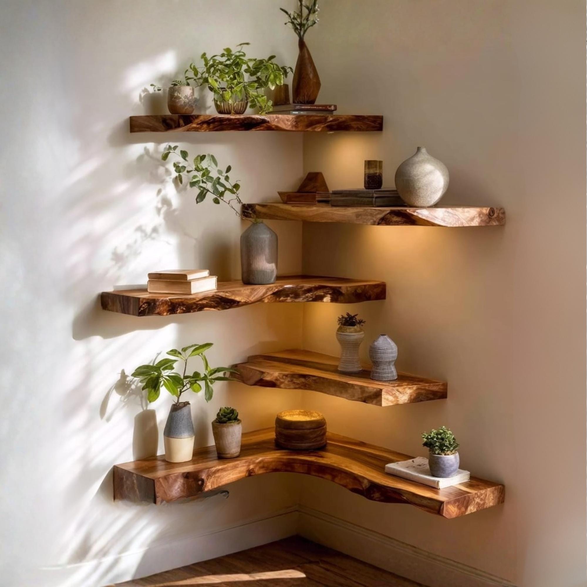 Woodera Handcrafted Live Edge Wood Floating Shelf - WFS0002