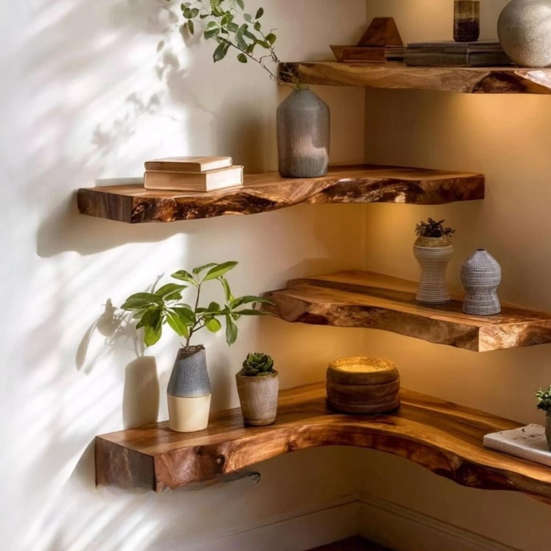 Woodera Handcrafted Live Edge Wood Floating Shelf - WFS0002