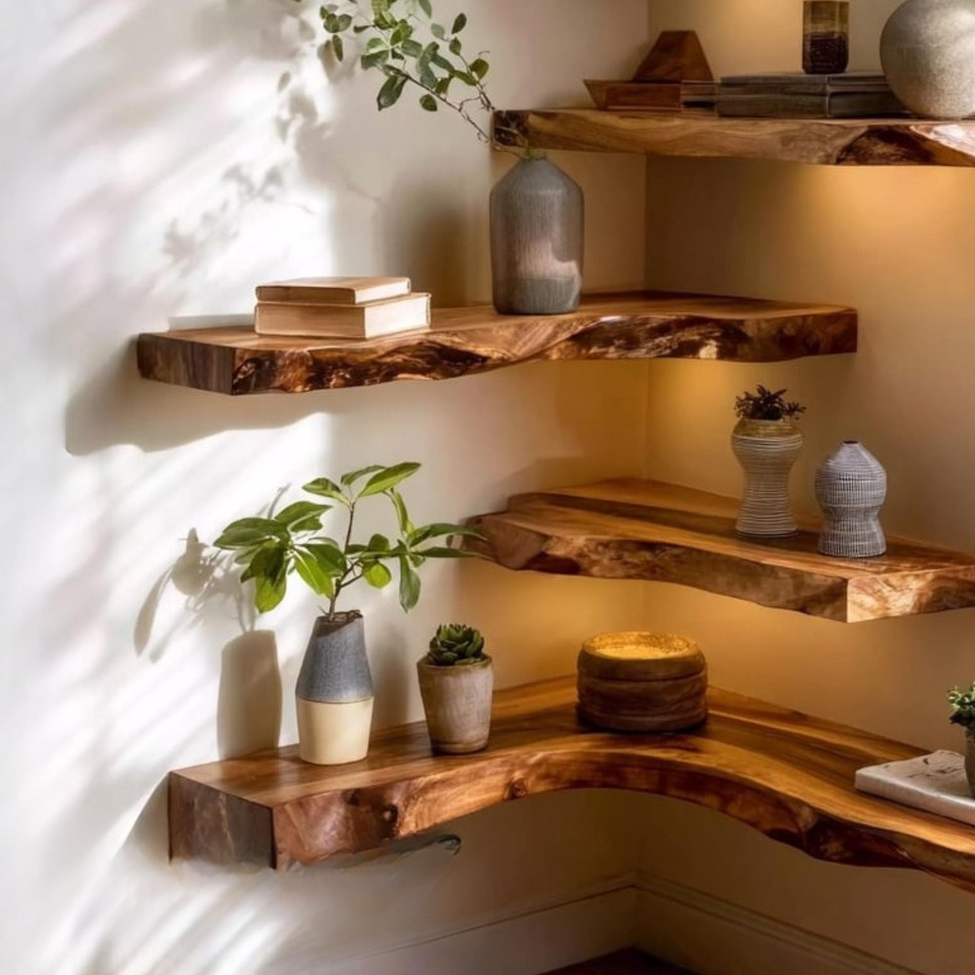Woodera Handcrafted Live Edge Wood Floating Shelf - WFS0002