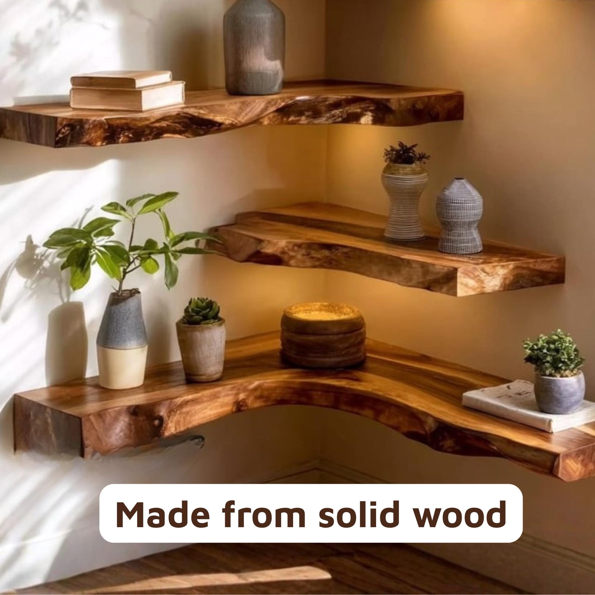 Woodera Handcrafted Live Edge Wood Floating Shelf - WFS0002