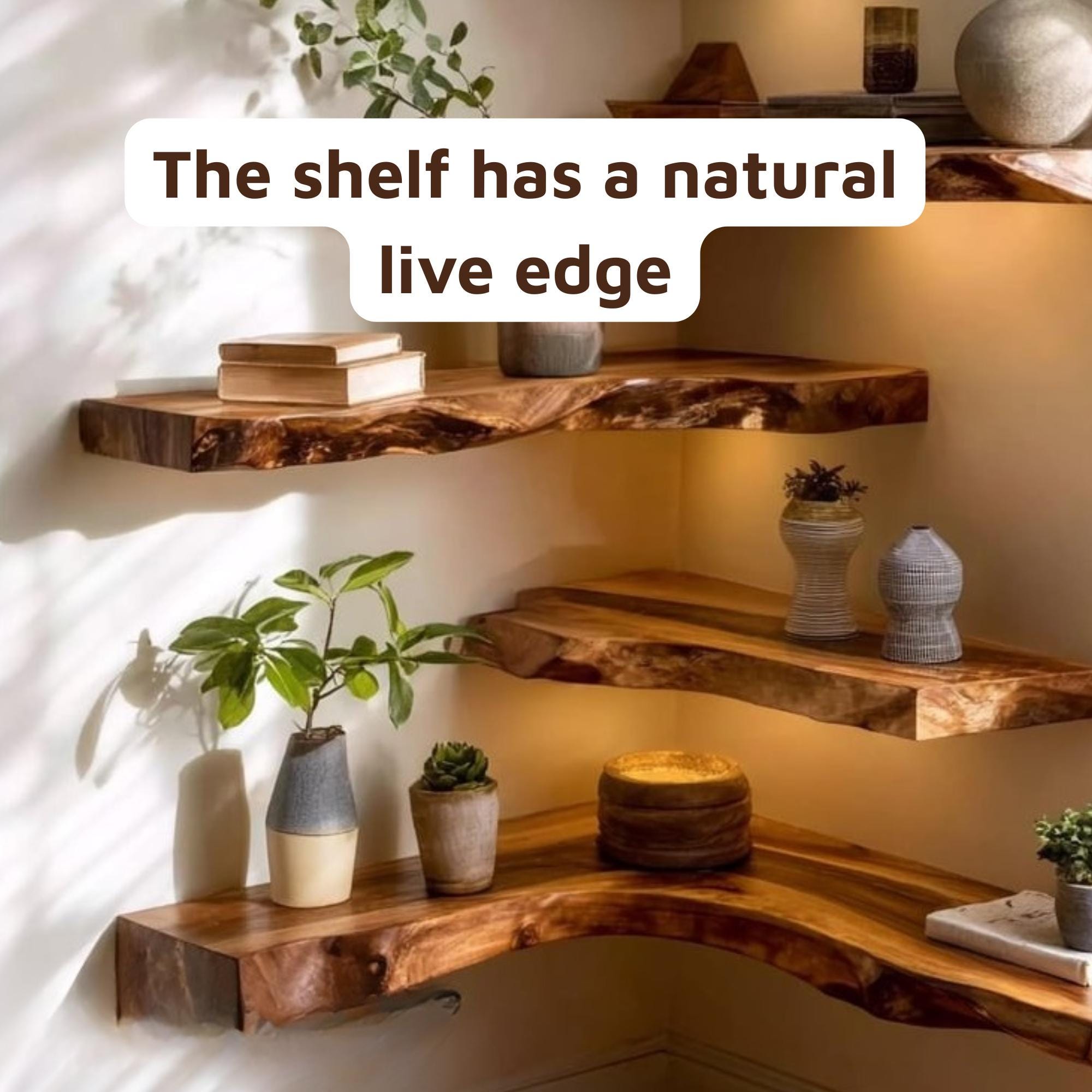 Woodera Handcrafted Live Edge Wood Floating Shelf - WFS0002