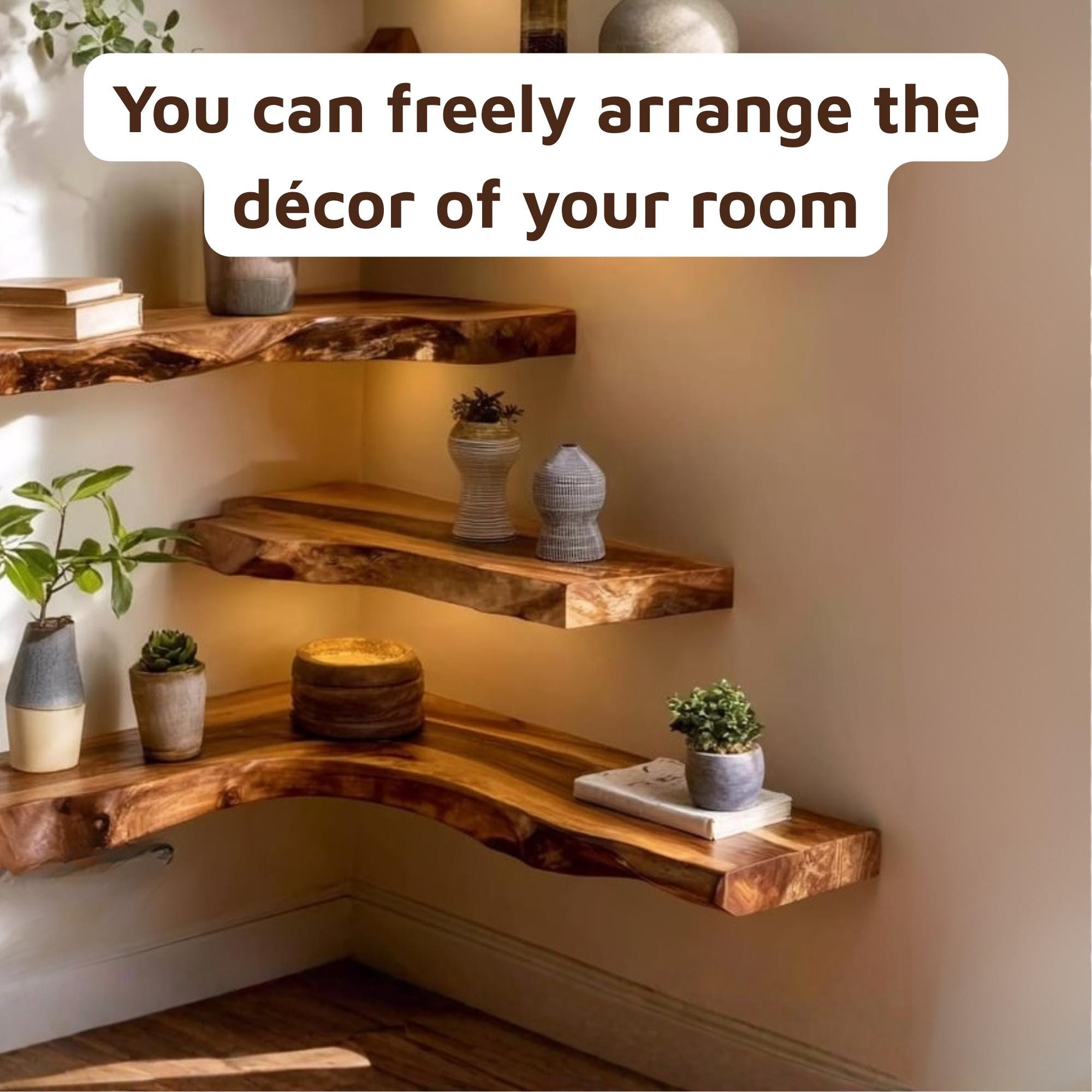 Woodera Handcrafted Live Edge Wood Floating Shelf - WFS0002