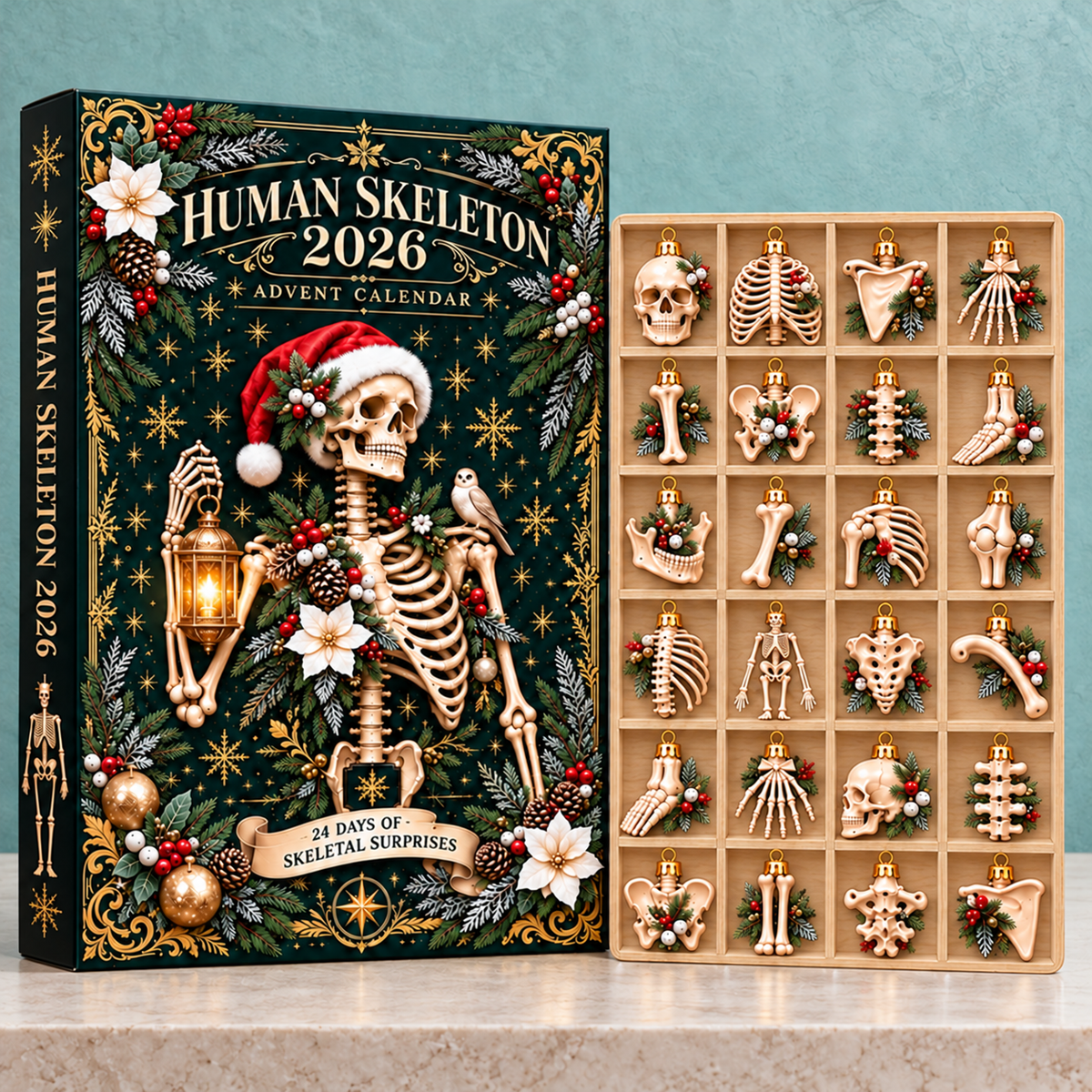 Human Skeleton Advent Calendar 2026, Anatomy Christmas Countdown, Medical Student Keepsake, Doctor Nurse GIFT 2026, Bone Lover Holiday Gift