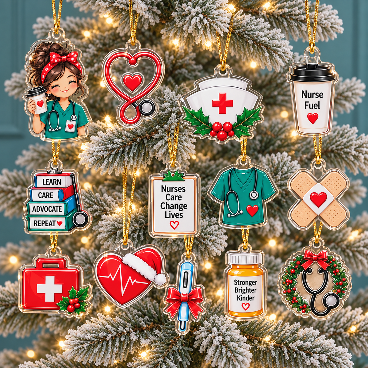 Nurse Advent Calendar 2026, 24 Days Christmas Countdown, Nurse Christmas Gift, RN Nursing Gift, Medical Acrylic Ornament Set