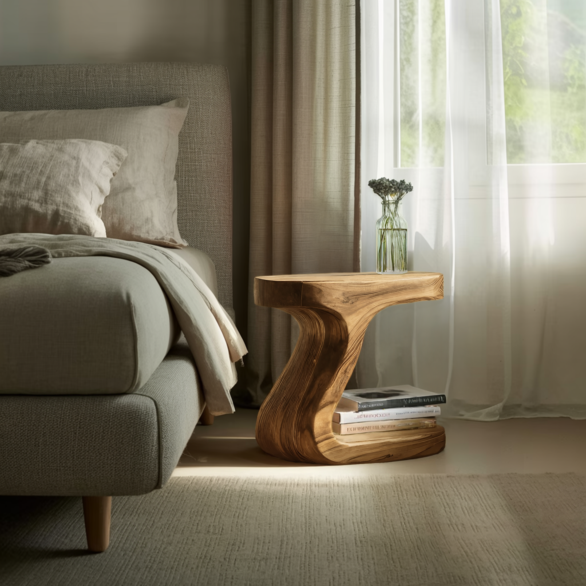 Minimalist Organic Shaped Nightstand For Bedroom RTTHHNNS001