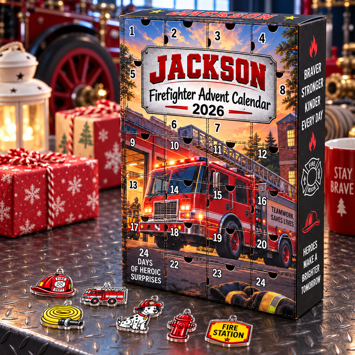 2026 Firefighter Advent Calendar with Custom Name, 24-Day Countdown