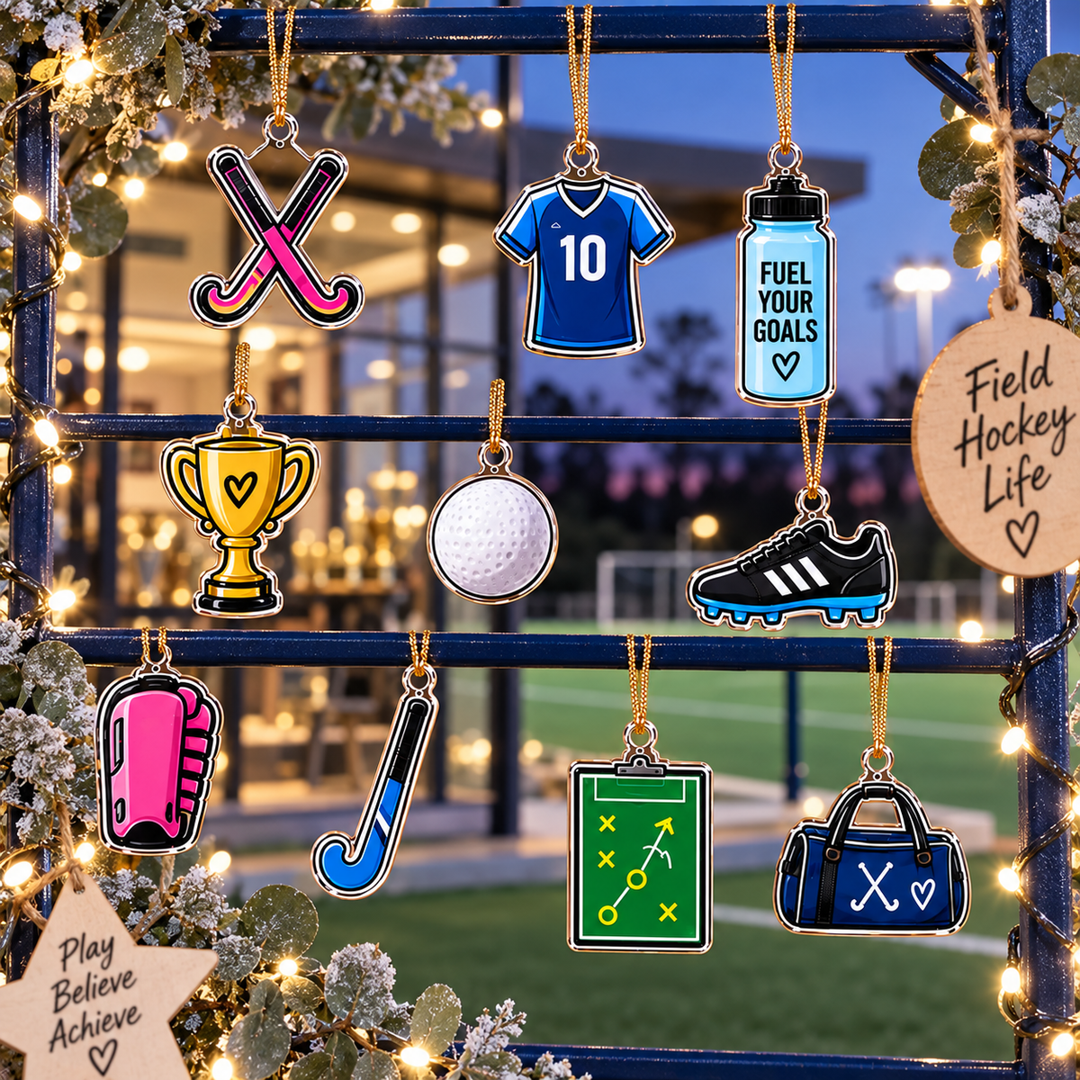 Custom Name Field Hockey Advent Calendar 2026, 24-Day Christmas Gift