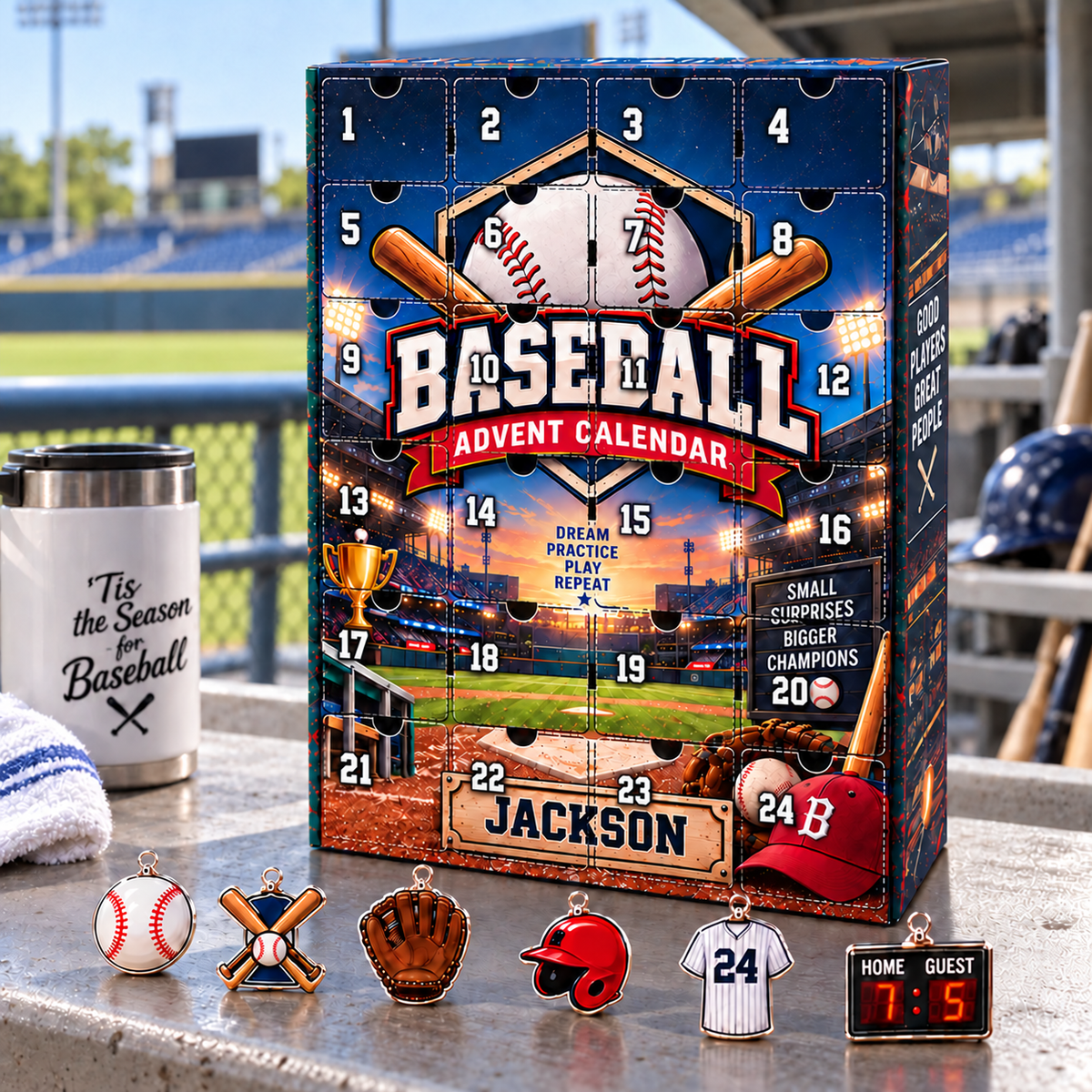 2026 Baseball Advent Calendar with Custom Name, 24-Day Countdown