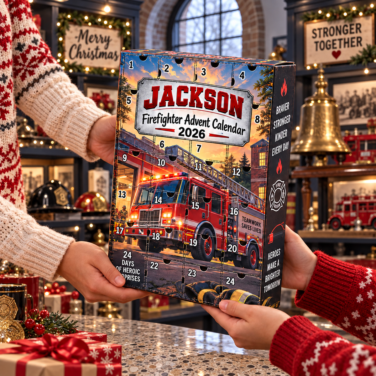 2026 Firefighter Advent Calendar with Custom Name, 24-Day Countdown