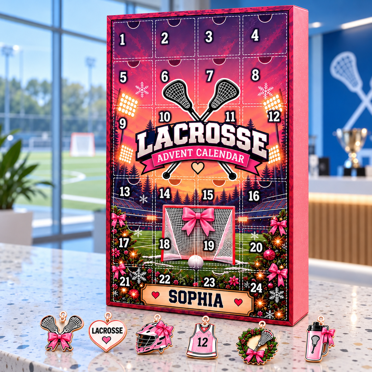 2026 Girls Lacrosse Advent Calendar with Custom Name, 24-Day Countdown