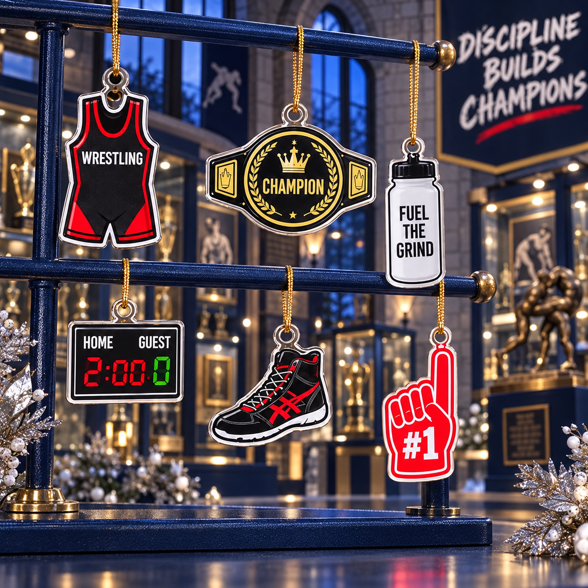2026 Wrestling Advent Calendar with Custom Name, 24-Day Christmas Countdown Box with Wrestling Ornaments, Holiday Gift for Wrestlers, Coaches and Fans