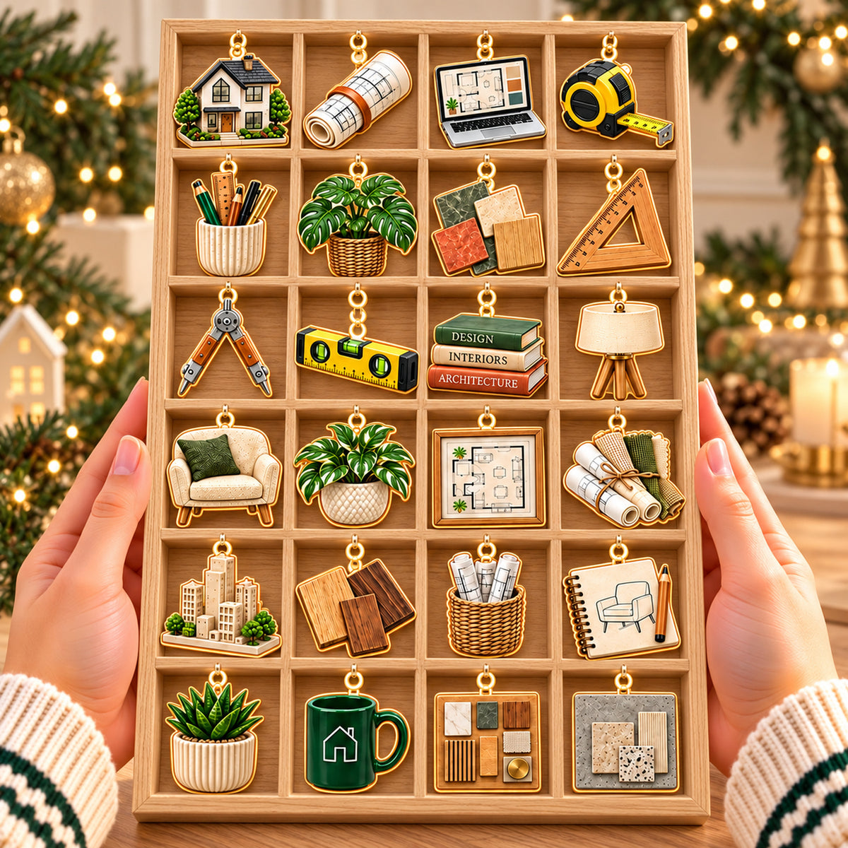 Personalized Architect Advent Calendar 2026, 24 Architecture & Interior Design Ornaments, Christmas Countdown Gift for Designers