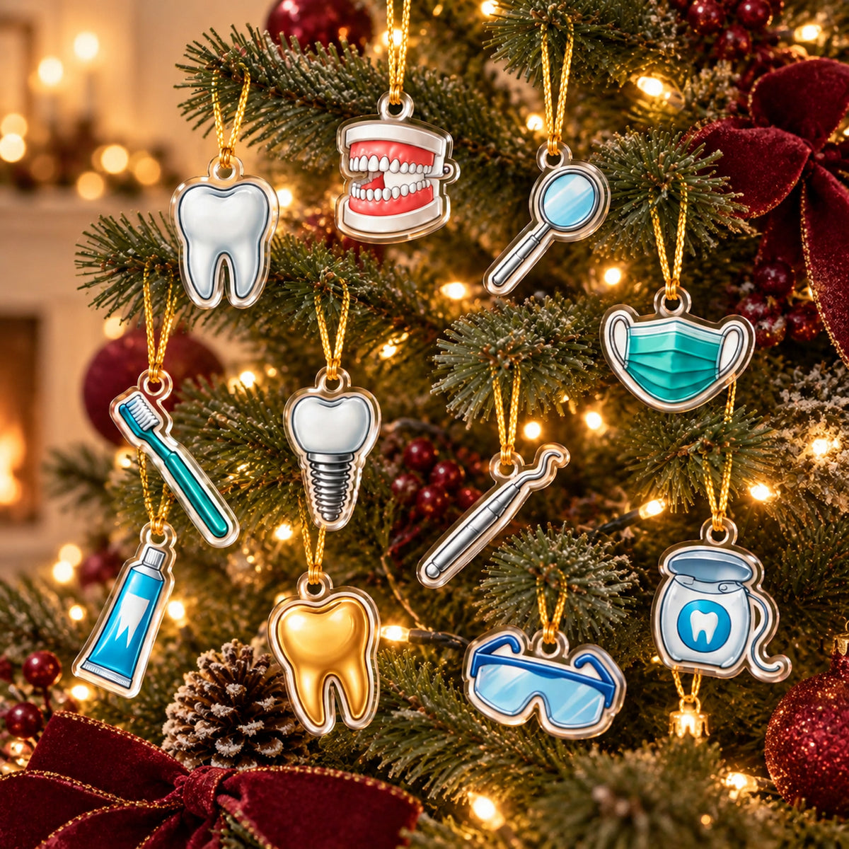 Personalized Dental Advent Calendar, Custom Name 24 Day Christmas Countdown, Dentist Dental Hygienist Ornaments, Holiday Advent Calendar