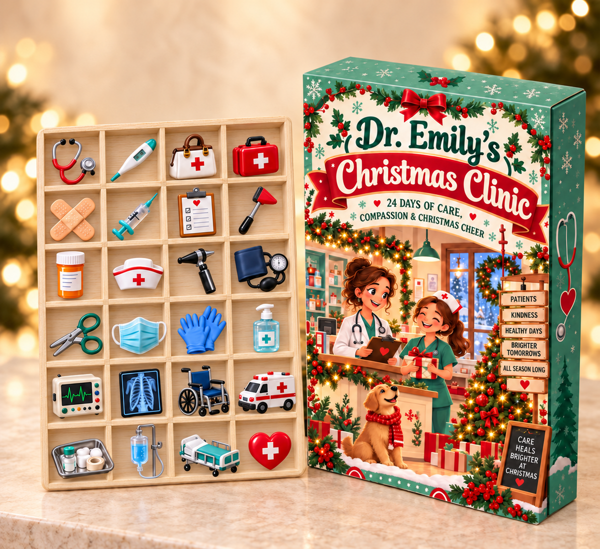 Personalized Doctor Advent Calendar 2026, 24 Cute Medical Mini Ornaments, Christmas Clinic Countdown Box, Nurse Healthcare Worker Gift 2026