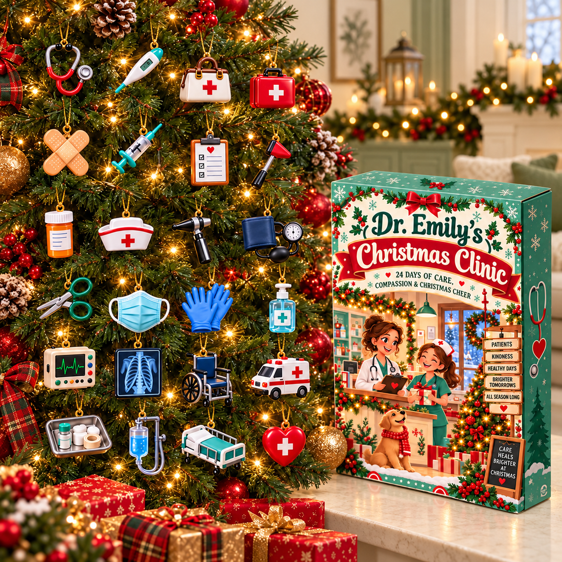 Personalized Doctor Advent Calendar 2026, 24 Cute Medical Mini Ornaments, Christmas Clinic Countdown Box, Nurse Healthcare Worker Gift 2026