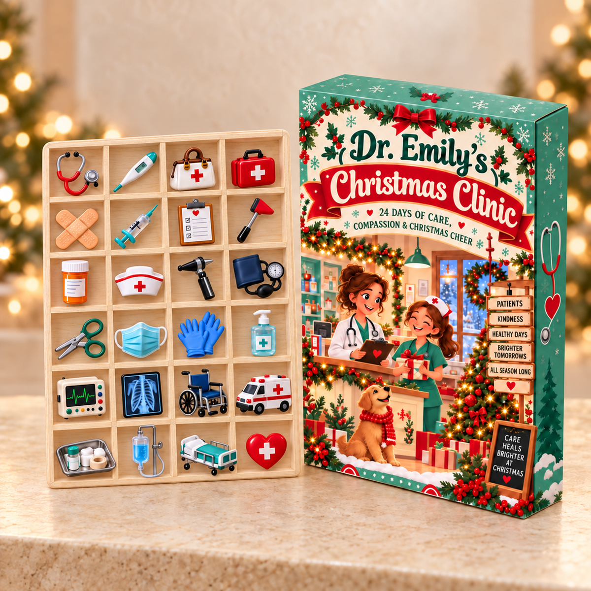 Personalized Doctor Advent Calendar 2026, 24 Cute Medical Mini Ornaments, Christmas Clinic Countdown Box, Nurse Healthcare Worker Gift 2026