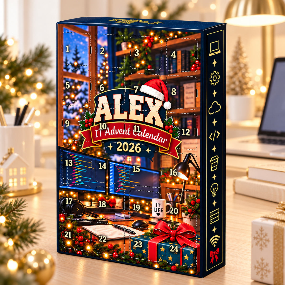 Personalized IT Advent Calendar, 24 Day Tech Countdown, Christmas Gift