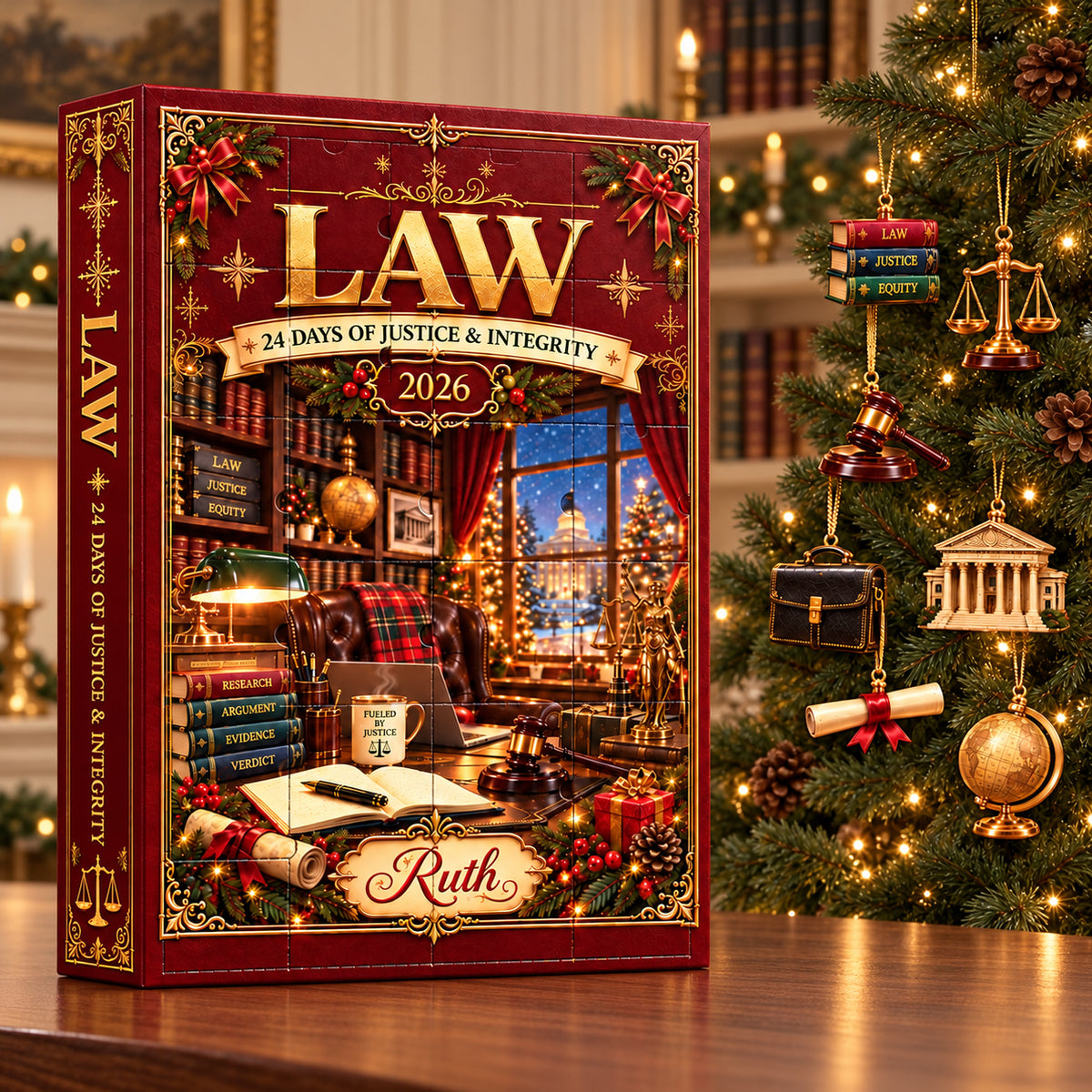 Personalized Law Advent Calendar, Custom Name Christmas Countdown, 24 Legal Charms, Lawyer Gift, Attorney Holiday Gifts for All Lawyers 2026