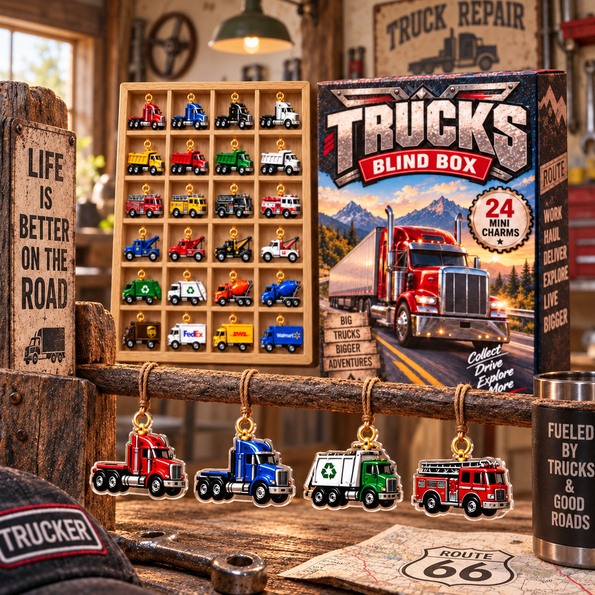 Personalized Truck Advent Calendar, 24 Mini Truck Charm Blind Box, 12. Trucker Christmas Countdown, Truck Driver Holiday Gift
