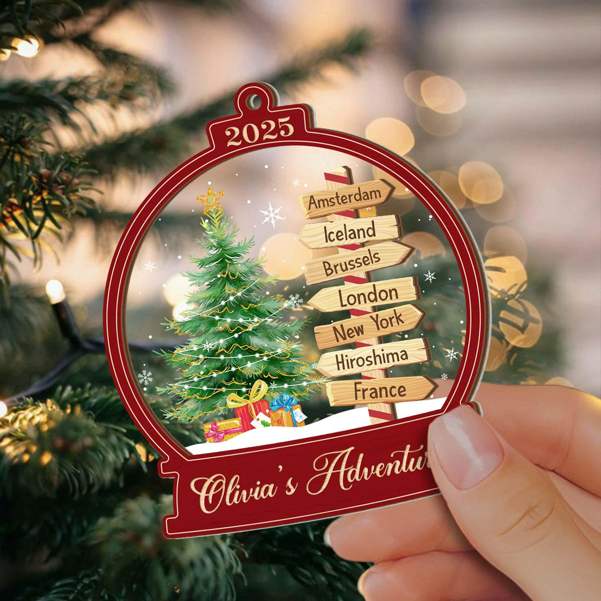 Personalized Travel Adventure Ornament, Custom Traveling Destination Ornament, Travel Gift, Christmas Gift, Gift for Travelers, Couple Gift