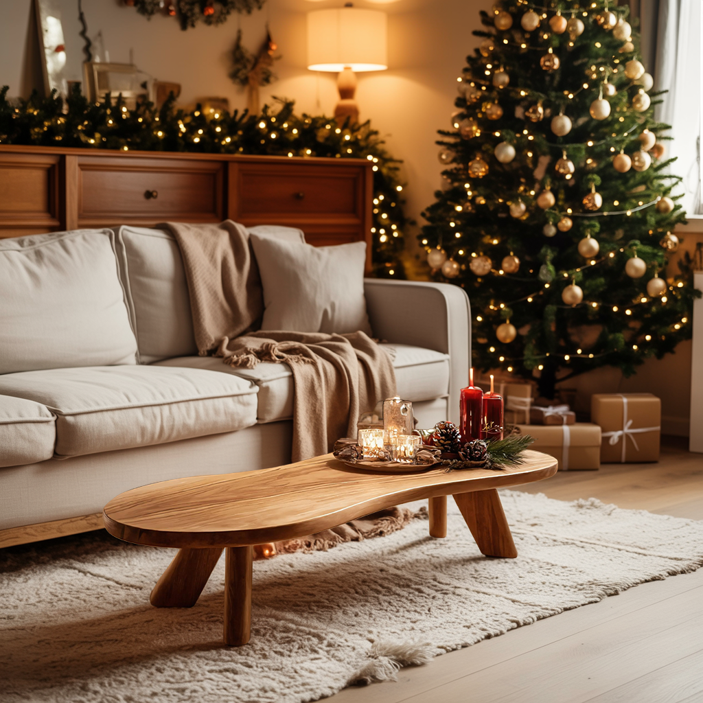 Handcrafted Wooden Live Edge Coffee Table For Holiday Decor