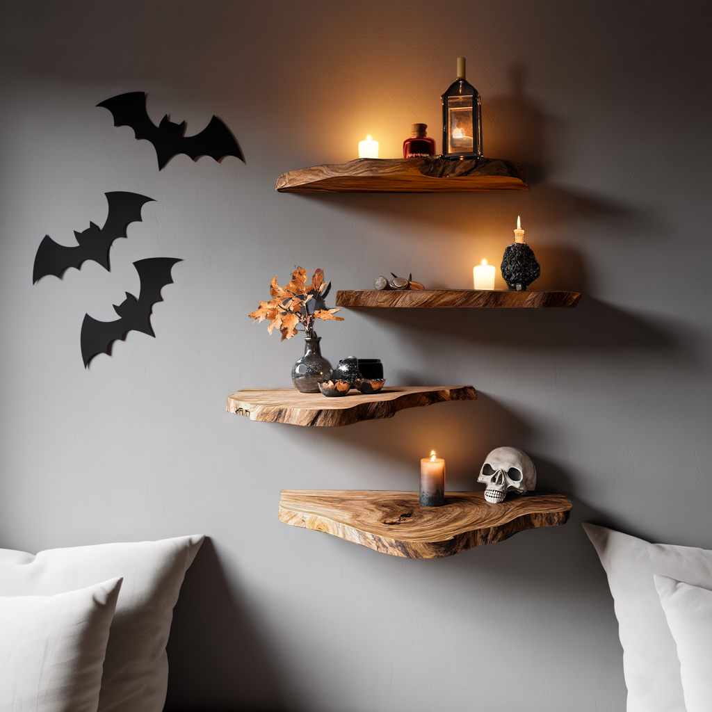 Farmhouse Wooden Floating Shelf For Furniture Decor Country Halloween Style