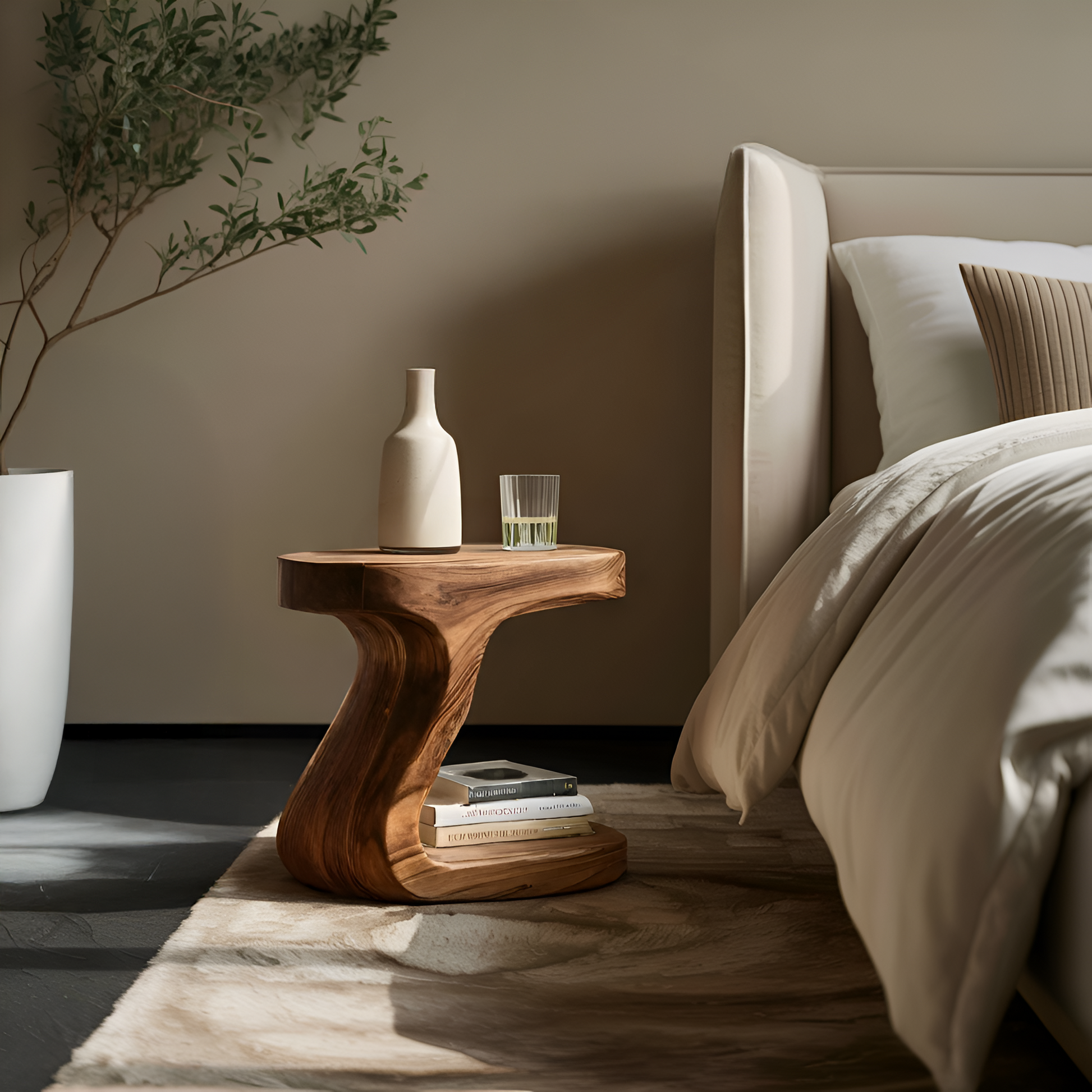 Minimalist Organic Shaped Nightstand For Bedroom RTTHHNNS001