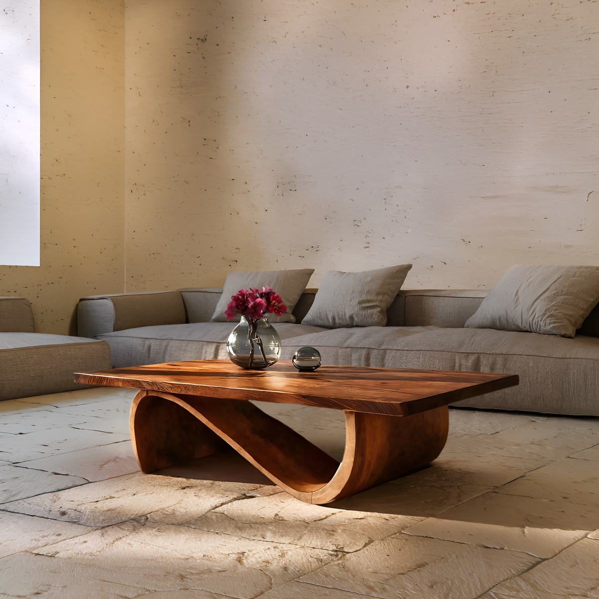 Elegant Coffee Table With Smooth Sculptural Lines For Living