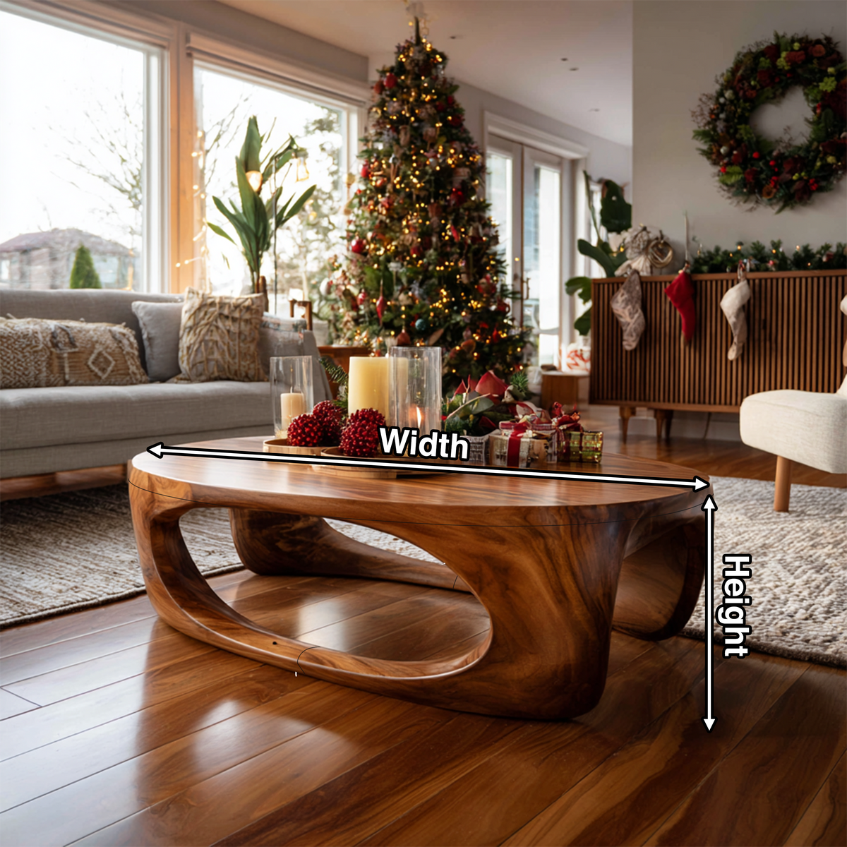 Farmhouse Solid Wood Low Coffee Table For Cozy Holiday Furniture