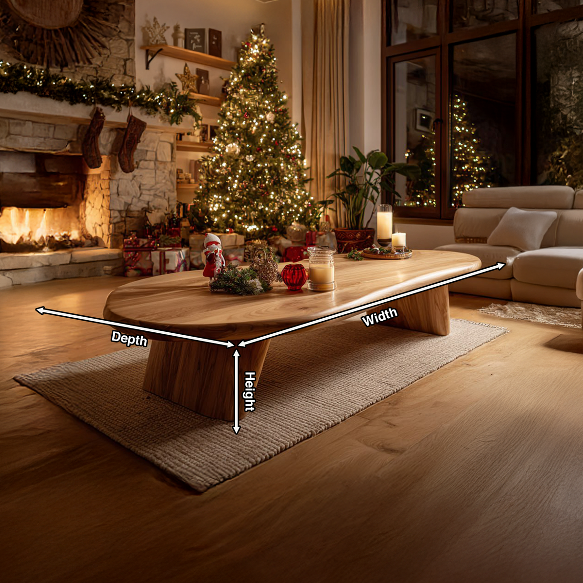 Modern Live Edge Coffee Table For Christmas Entryway Accent