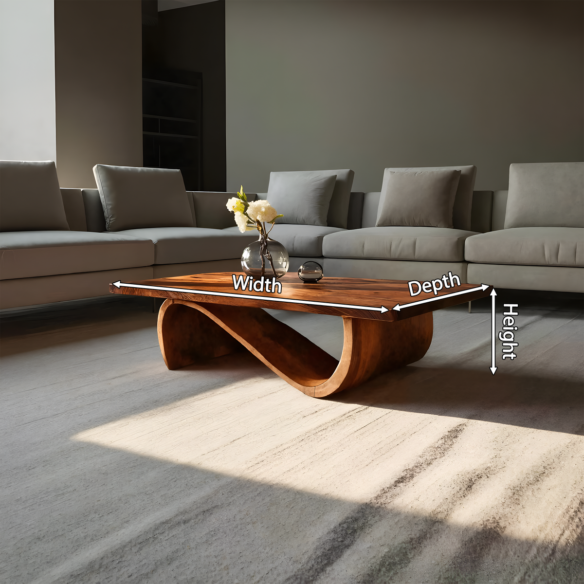 Elegant Coffee Table With Smooth Sculptural Lines For Living