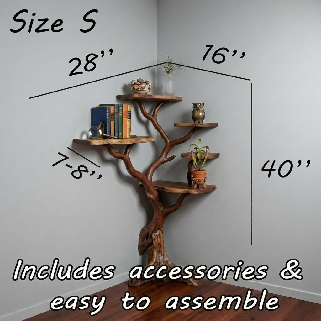 Tree Branch Wall Mount Bookshelf Natural Floating Wood Shelf Rustic Unique Wall Shelves Decor