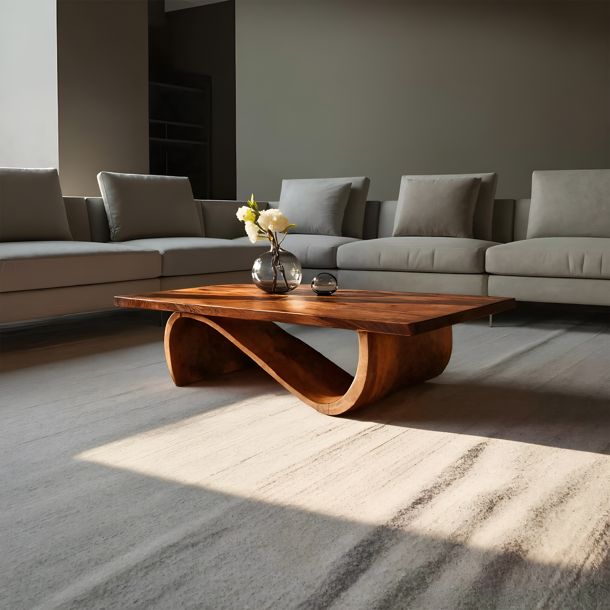 Elegant Coffee Table With Smooth Sculptural Lines For Living