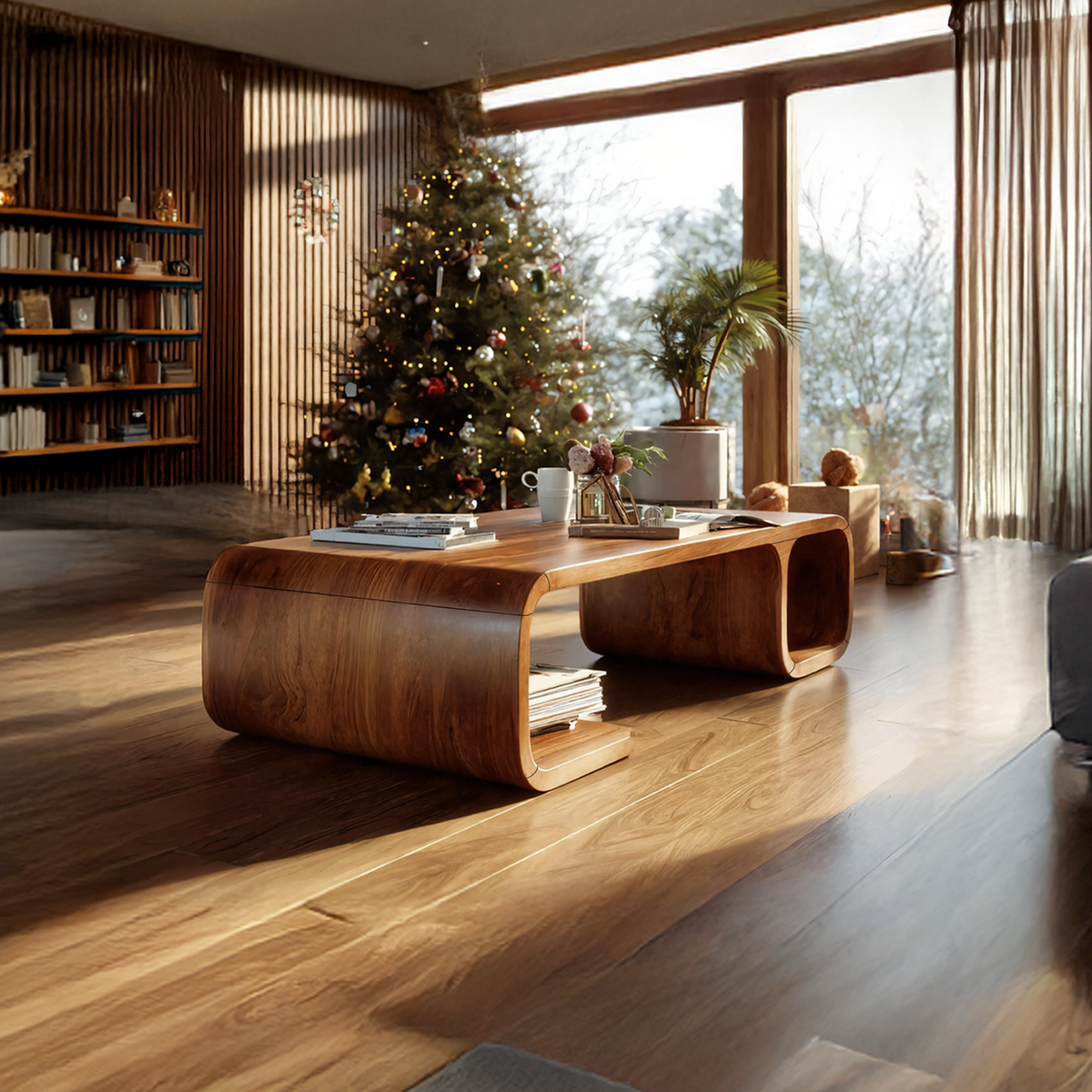 Modern Wooden Live Edge Coffee Table For Christmas Furniture Style