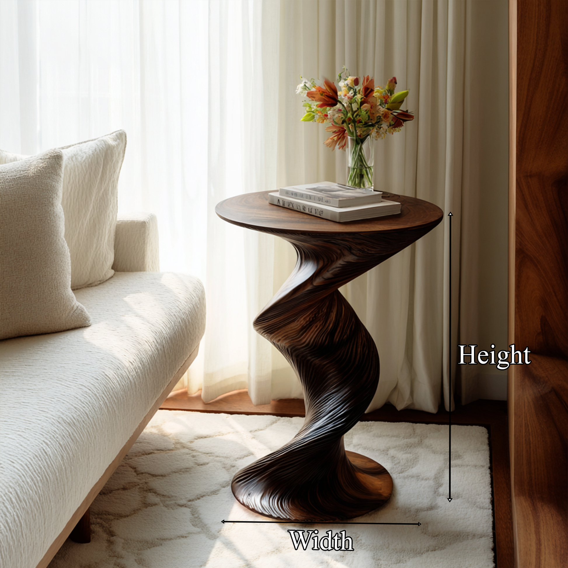 Mid Century Curved Nightstand For Bedroom And Small Space SINLKIBT236