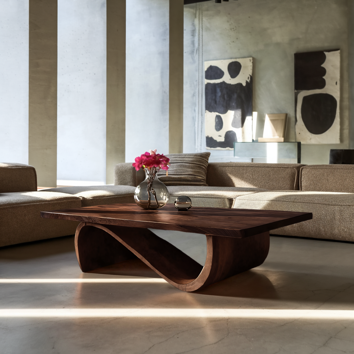 Elegant Coffee Table With Smooth Sculptural Lines For Living