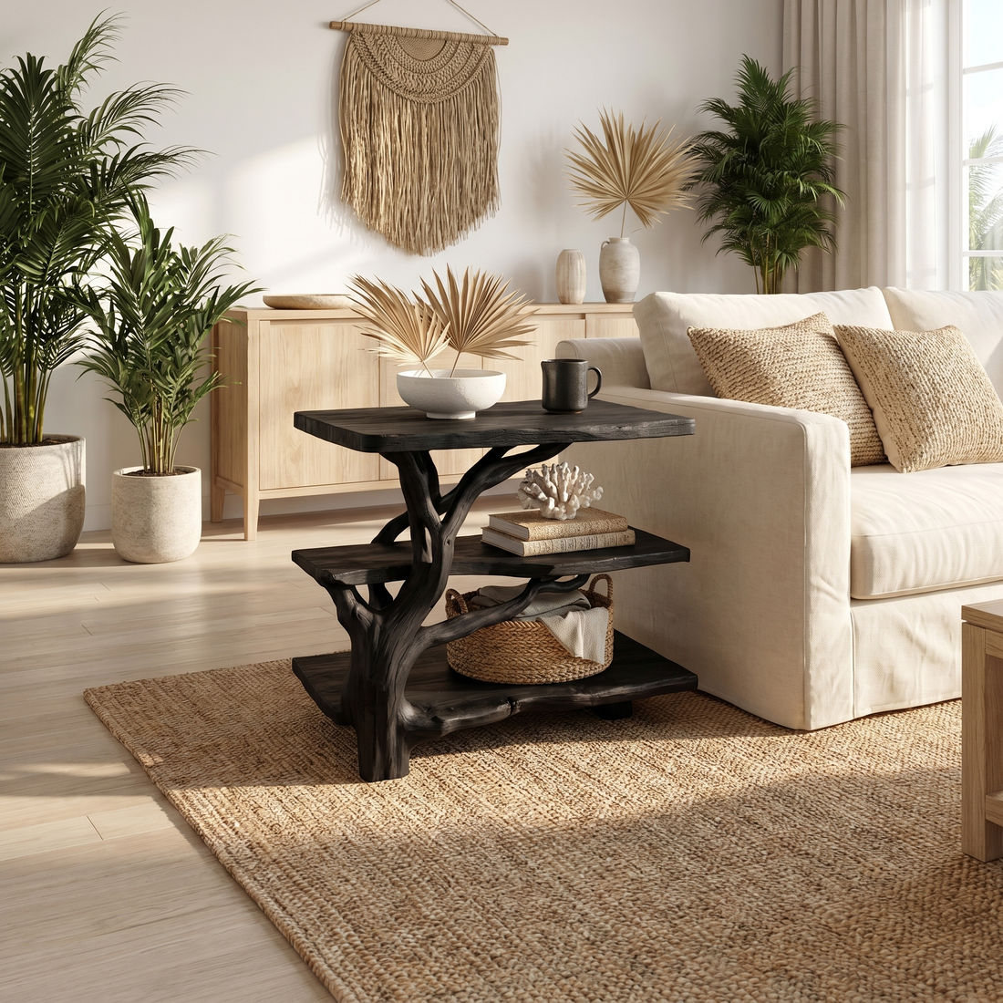 Rustic Tree Bedside Table Bedroom SINLSABT073
