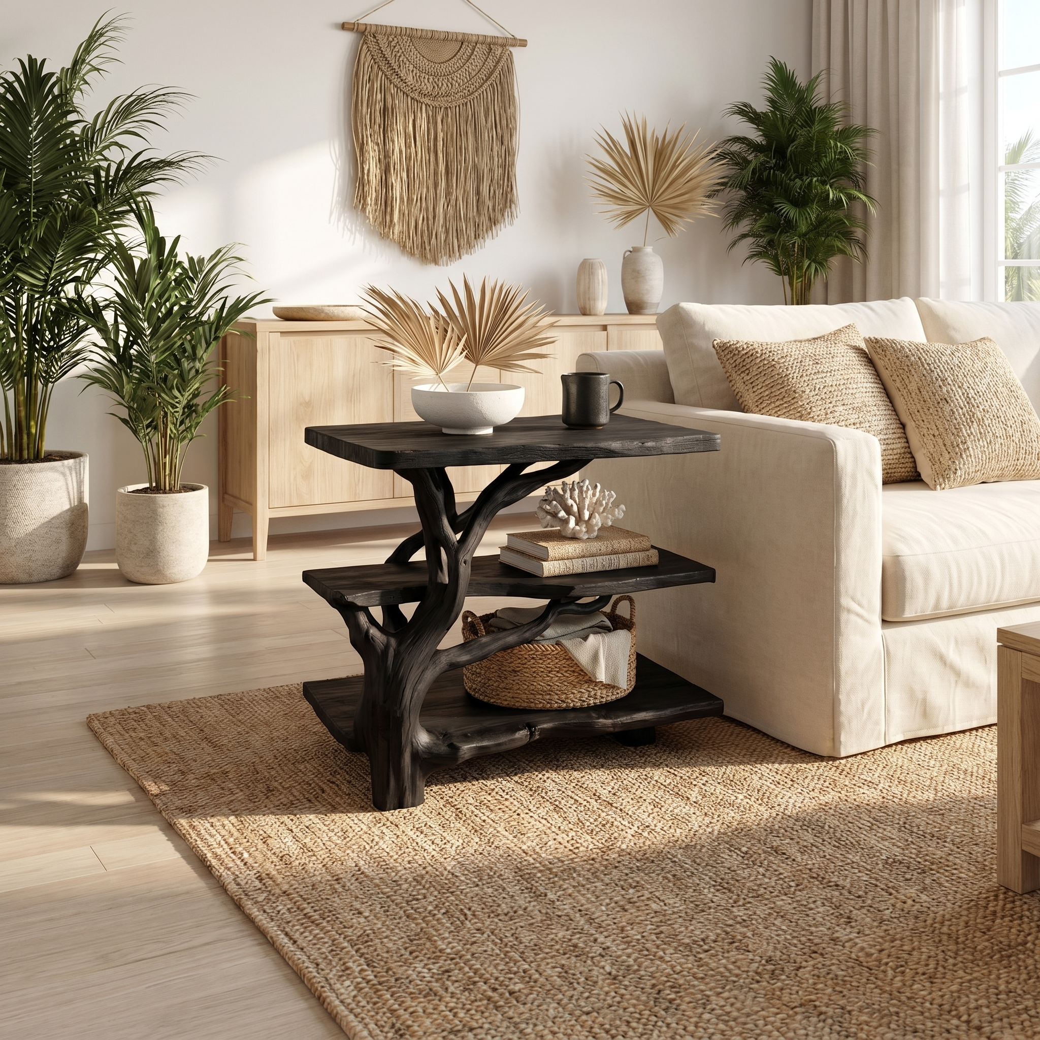 Rustic Tree Bedside Table Bedroom SINLSABT073